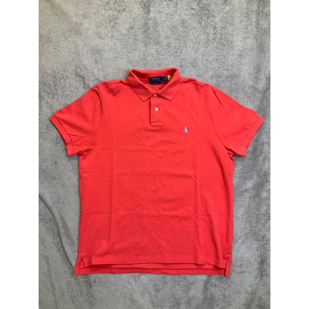 Polo Ralph Lauren Mens Shirt Size "L" Light Red with Blue Pony Polo Short Sleeve